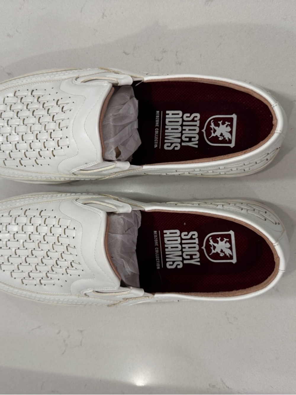 Stacy Adams White Woven Slip-On Loafers